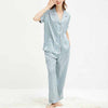 Light Blue Satin Short Sleeves Pajama Set