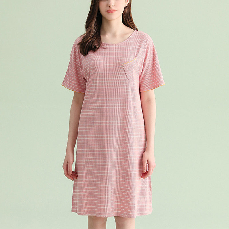 Round Neck Striped Sleepdress