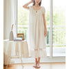 White Boat Neck Lace-up Cotton Dress