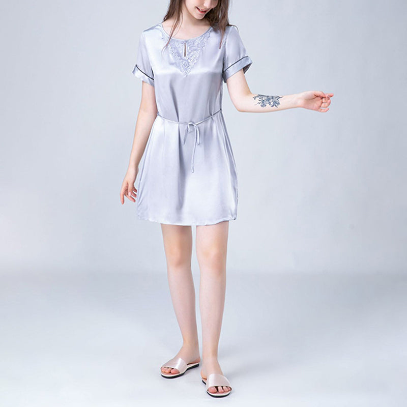 Lace Chest Panel Silk Nightdress