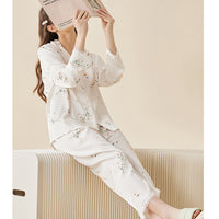 Flowers Printed Lace Trimmed Pajama Set