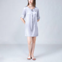 Stitch Embroidery Half Sleeves Silk Nightdress