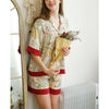 Flowers Print Trimmed Short Sleeved Pajama