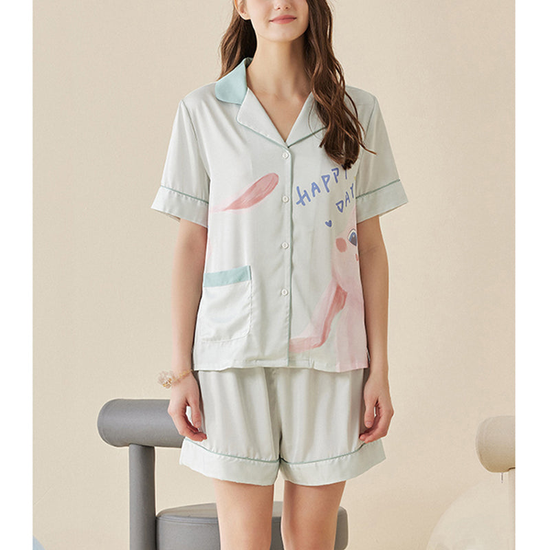 Cute Rabbit Cartoon Short Sleeved Pajama Set