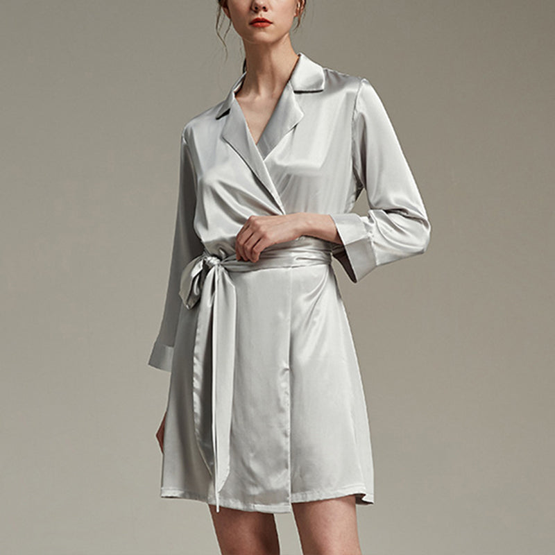 Notched Collar Satin Robe