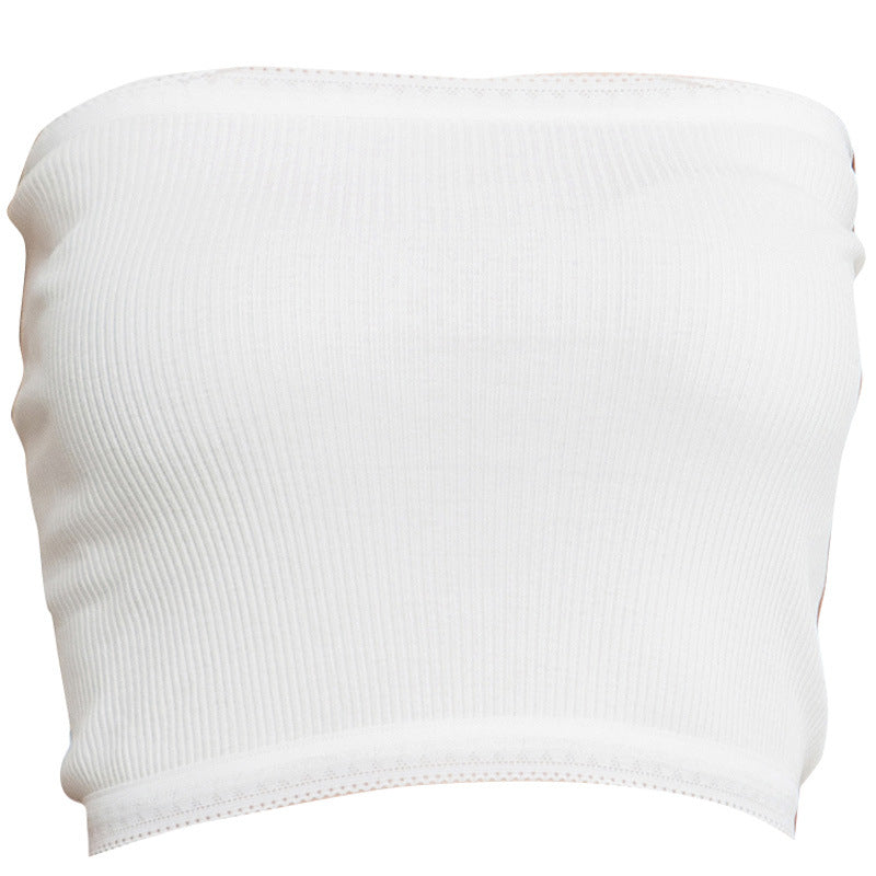 White Silk Threaded Tube Top