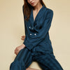 Shawl Collar Stripe Print Pajama Set