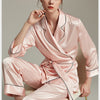 Pink Trimmed Notched Collar Pajama Set