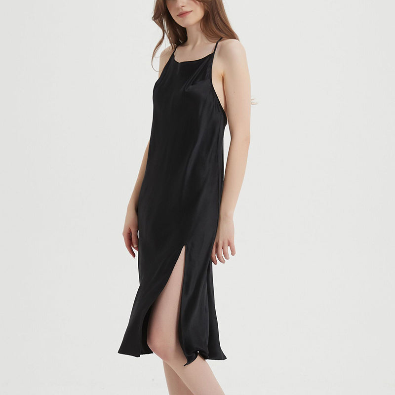 Silk Suspender Long Dress Sexy Suspender Pajamas