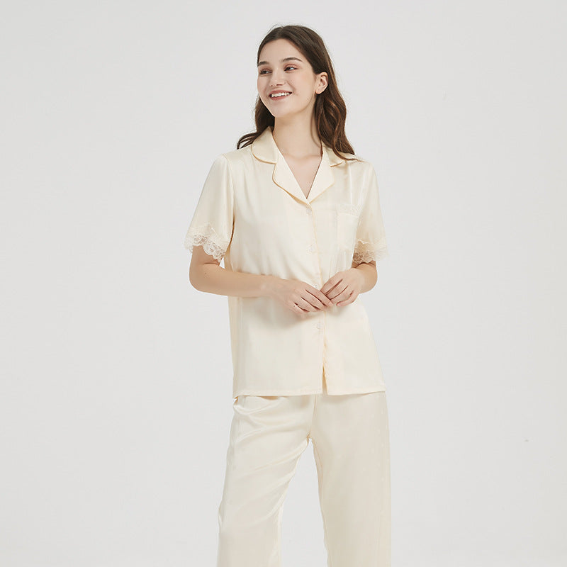 Polka Dot Jacquard Short Sleeve Pajamas