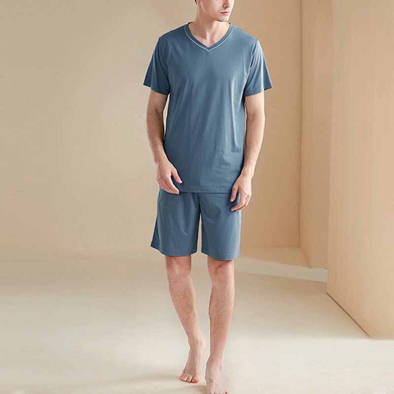 Men's V-neck Couple Short Pajama Set