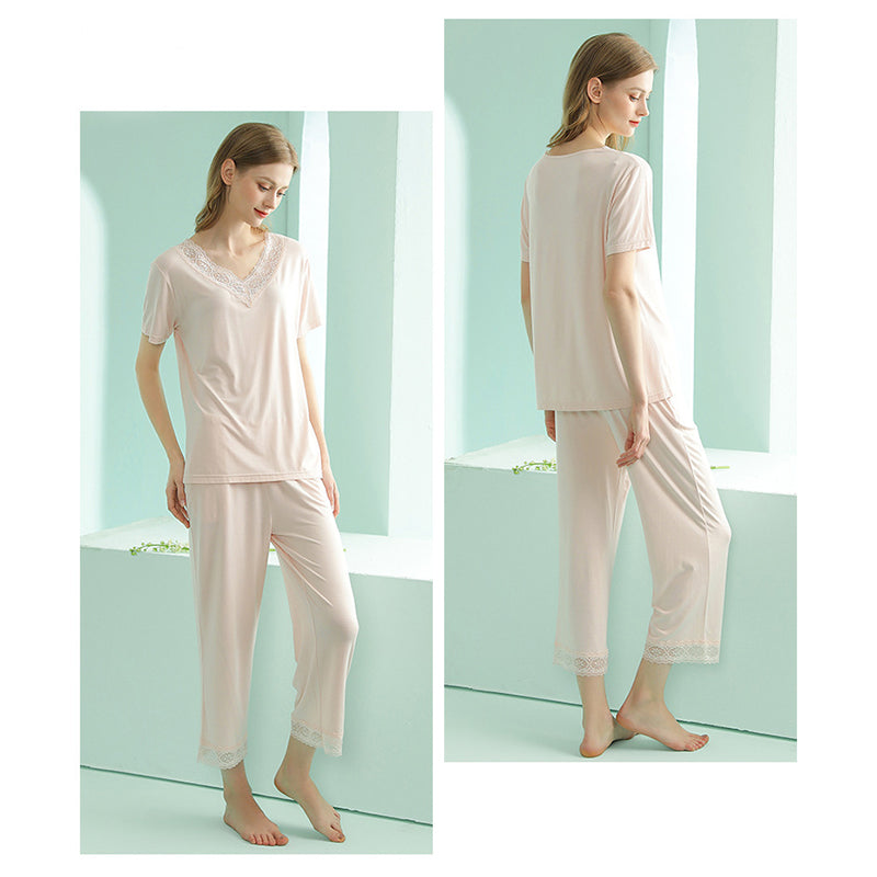 Lace Trimmed Modal Pajama Set