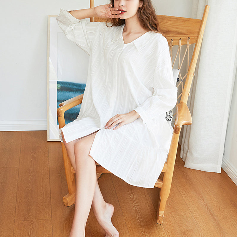 White Jacquard Cotton Shirtdress