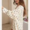 Apricot Bowknot Print Pajama Set