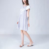 Flower Embroidered Tie Collar Silk Nightdress