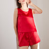 Red Silk Tank Top Shorts Suit Summer Sleeveless Shirt