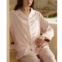 Pink Houndstooth Print Pajama Set