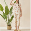 Floral Print Cotton Short Sleeved Pajama Set