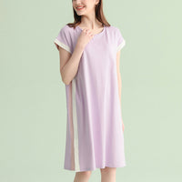 Color Block Short Sleeved  Split Sleepdress