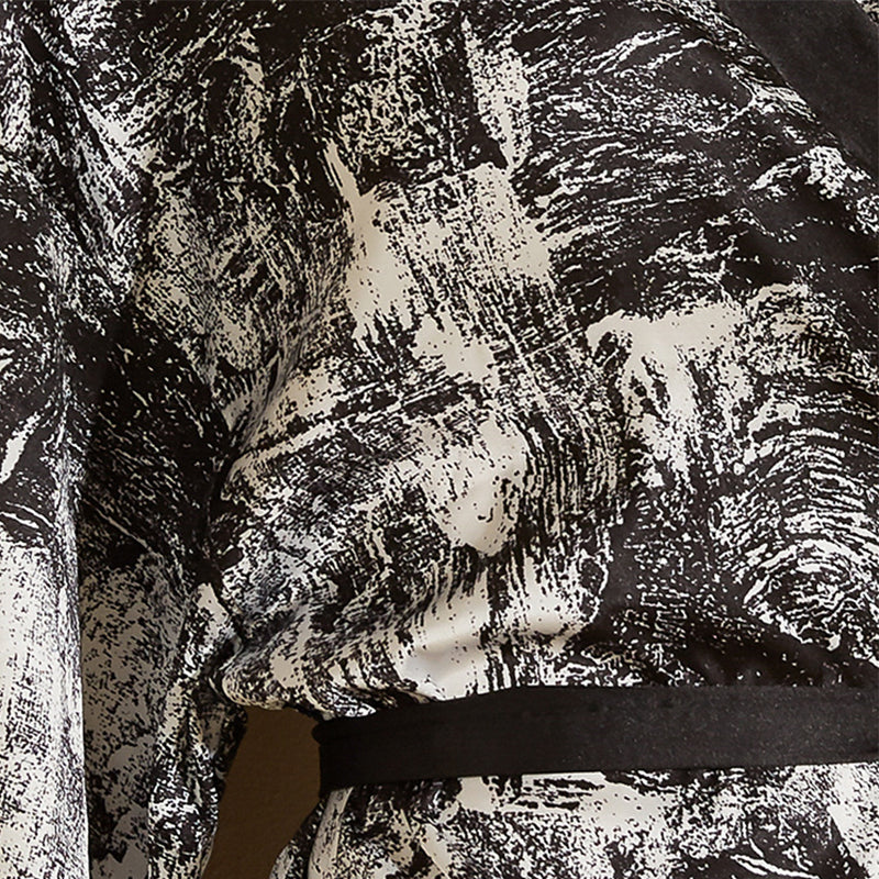 Black Ink Painting Printed Robe