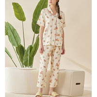 Floral Print Cotton Short Sleeved Pajama Set