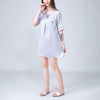 Stitch Embroidery Half Sleeves Silk Nightdress