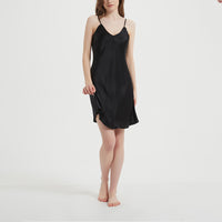 Women's Thin Mulberry Silk Solid Color Short Nightdress