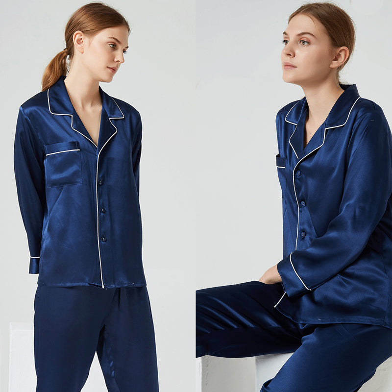 Classic Trimmed Silk Pajama Set