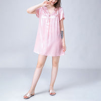 Lace-up V-Neck Silk Nightdress