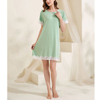 Round Neck Lace Trimmed Sleepdress