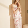 Pink Floral Printed Robe Set with Lace Detail