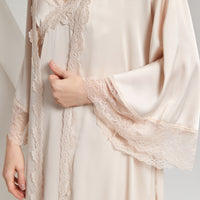 Champagne Satin Nightdress and Robe Set with Lace Trim