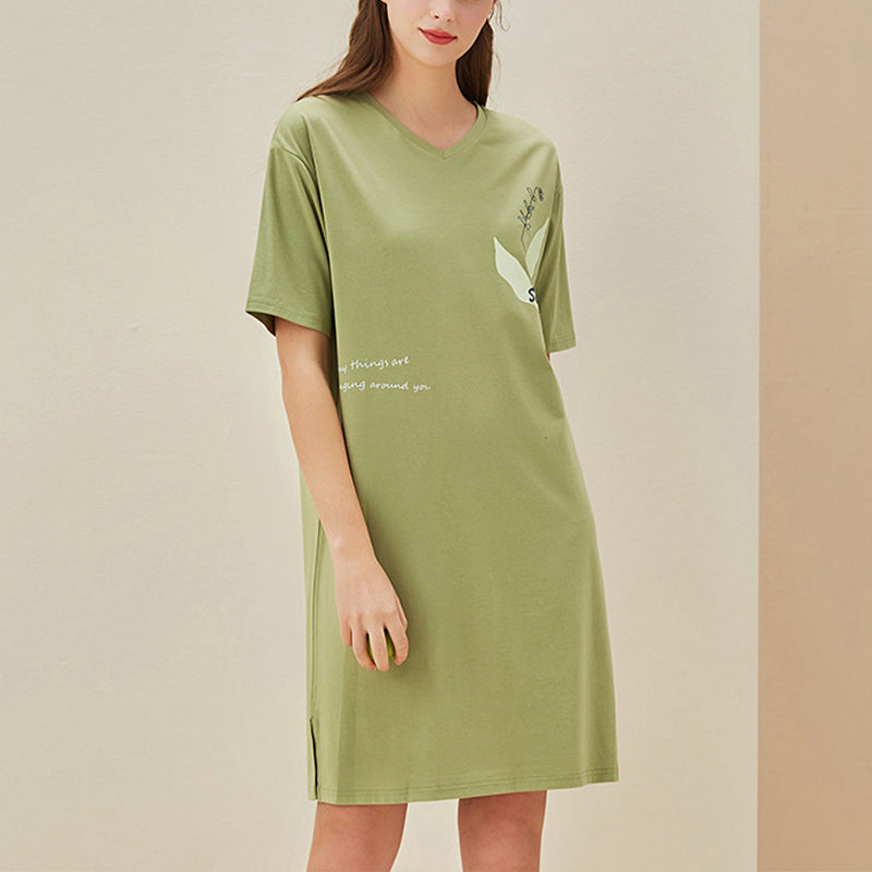 V-neck Short Sleeves Sleepdress