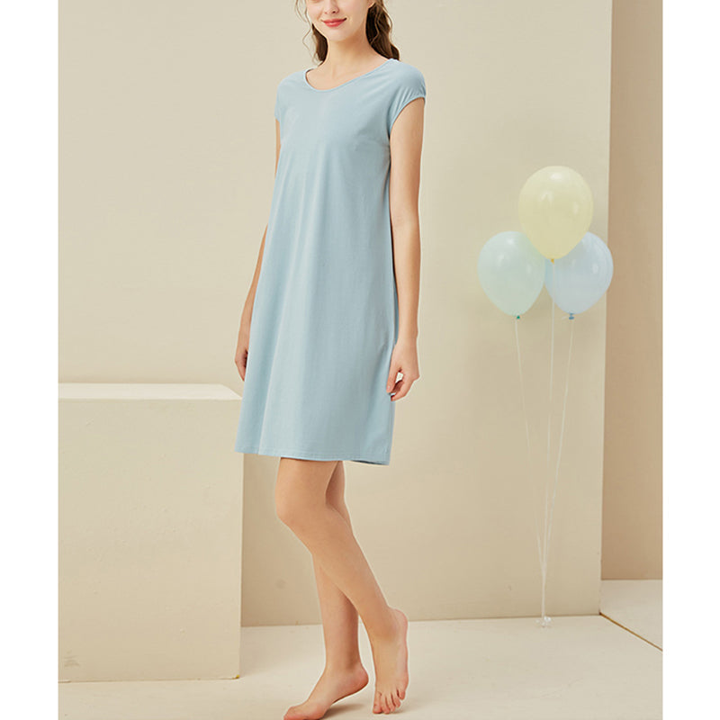 Round Neck Capped Sleeved Sleepdress