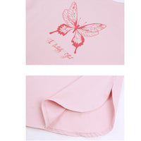 Pink Butterfly Printed Short Sleeves Sleepdress