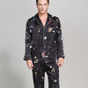 19 Momme Mulberry Silk Interstellar print Men's Long Sleeve Pajamas Set