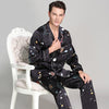 19 Momme Mulberry Silk Interstellar print Men's Long Sleeve Pajamas Set