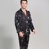 19 Momme Mulberry Silk Interstellar print Men's Long Sleeve Pajamas Set