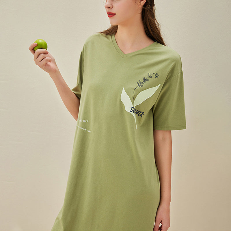 V-neck Short Sleeves Sleepdress