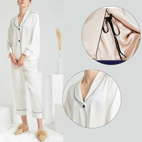 Shawl Collar Trimmed Silk Pajama Set