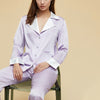 Color Block Notched Collar Pajama Set