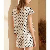 Fly Sleeves Polka Dots Printed Pajama Short Set