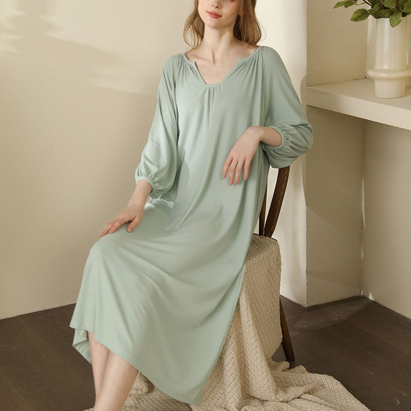 Extra Long Thin Solid Color One Piece Nightgown