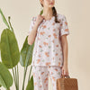 Floral Print Cotton Short Sleeved Pajama Set