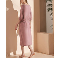 Pink Round Neck Tie Waist Sleepdress