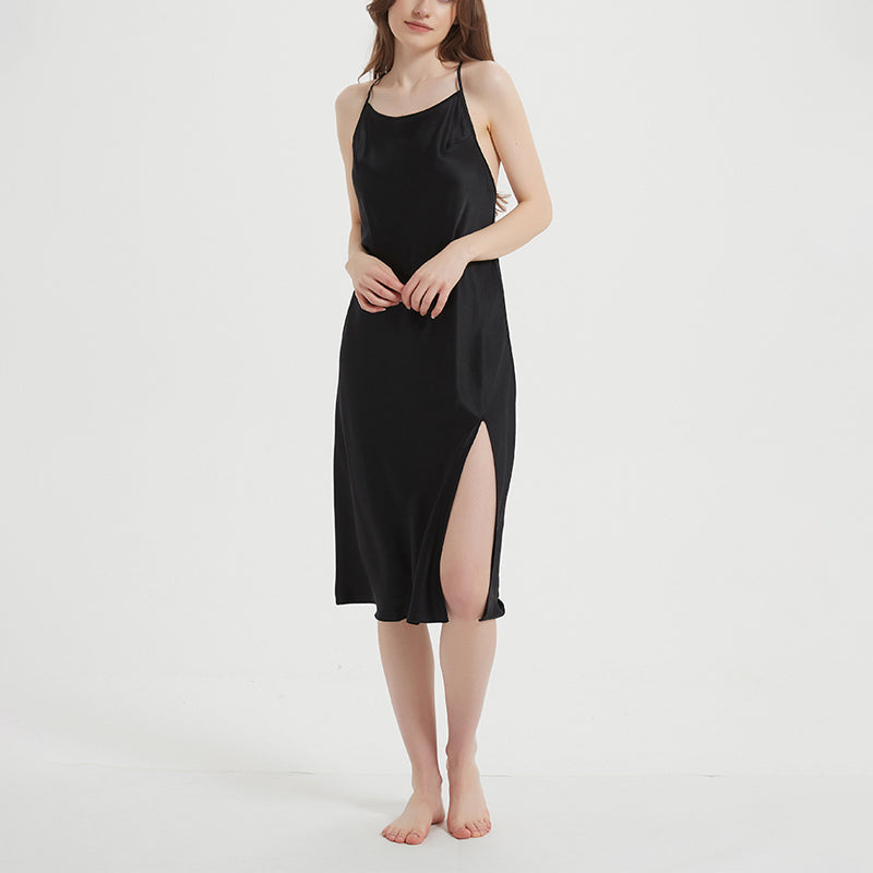 Silk Suspender Long Dress Sexy Suspender Pajamas