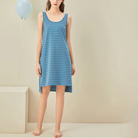 Striped Round Neck Sleeveless Sleepdress