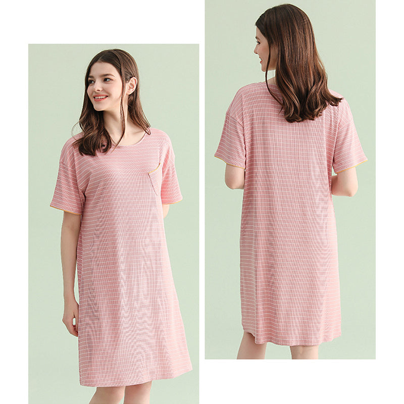 Round Neck Striped Sleepdress