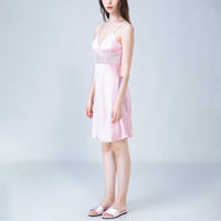 Eyelash Lace Panel Silk Cami Sleep Dress