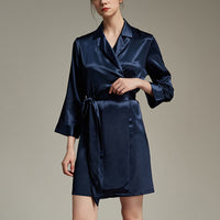 Notched Collar Satin Robe